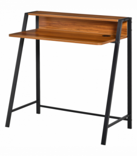 Computer Table, 84Lx45Wx85H cm-Walnut Colour, Two-tier design, Steel Frame