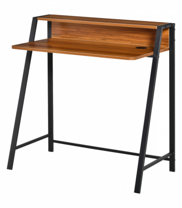 Computer Table, 84Lx45Wx85H cm-Walnut Colour, Two-tier design, Steel Frame