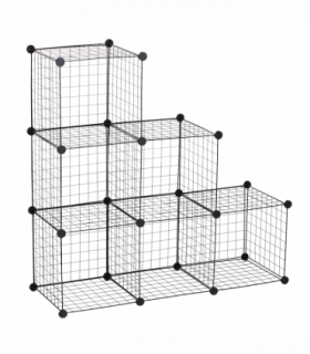 DIY 6 Cube Wire Storage Cabinet Organiser, 111L x 37W x 111Hcm-Black