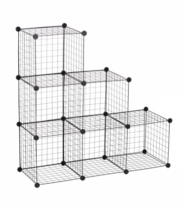 DIY 6 Cube Wire Storage Cabinet Organiser, 111L x 37W x 111Hcm-Black