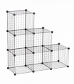 DIY 6 Cube Wire Storage Cabinet Organiser, 111L x 37W x 111Hcm-Black