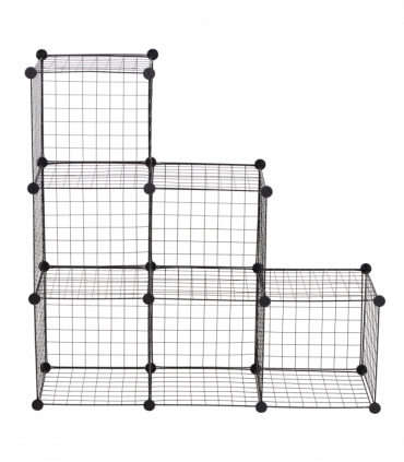 DIY 6 Cube Wire Storage Cabinet Organiser, 111L x 37W x 111Hcm-Black