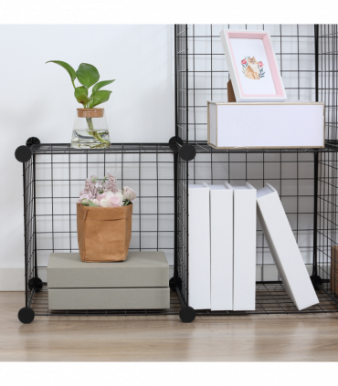 DIY 6 Cube Wire Storage Cabinet Organiser, 111L x 37W x 111Hcm-Black