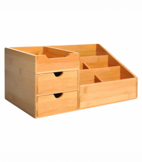 Desktop Organiser Bamboo Natural wood finish 33L x 20.5W x 15.5Hcm