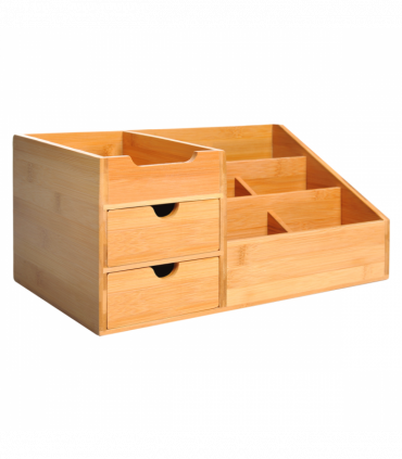 Desktop Organiser Bamboo Natural wood finish 33L x 20.5W x 15.5Hcm