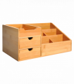 Desktop Organiser Bamboo Natural wood finish 33L x 20.5W x 15.5Hcm