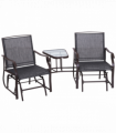 Double Glider Rocking Chairs Garden Table High Back Conversation Duo Set