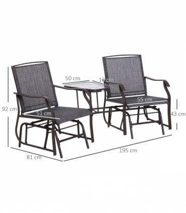 Double Glider Rocking Chairs Garden Table High Back Conversation Duo Set