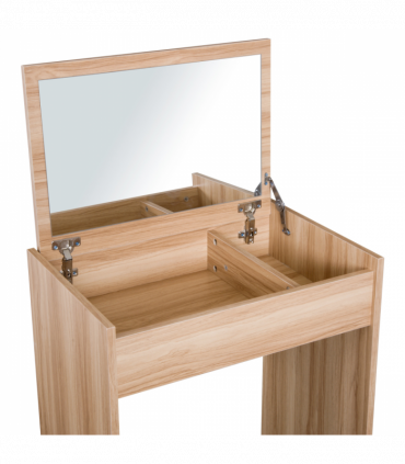 Dressing Table Set with Mirror & Stool-Wood 60.2cmx40.2cmx79cm Wood Grain