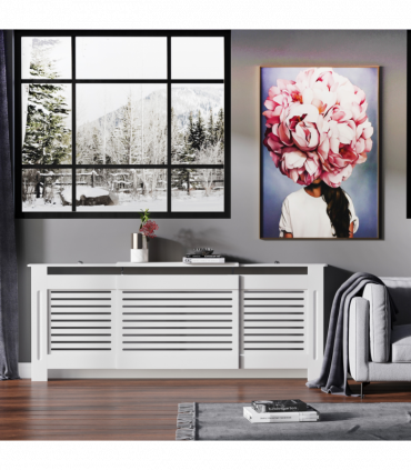 MDF White Extendable Radiator Cover 208.5cm x 20.5cm x 82.5cm Elegance & Safety