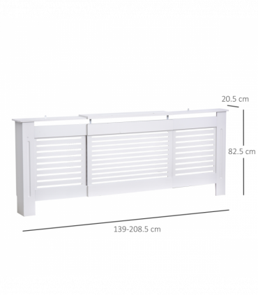 MDF White Extendable Radiator Cover 208.5cm x 20.5cm x 82.5cm Elegance & Safety
