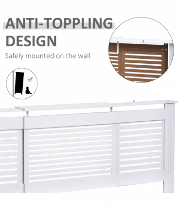 MDF White Extendable Radiator Cover 208.5cm x 20.5cm x 82.5cm Elegance & Safety