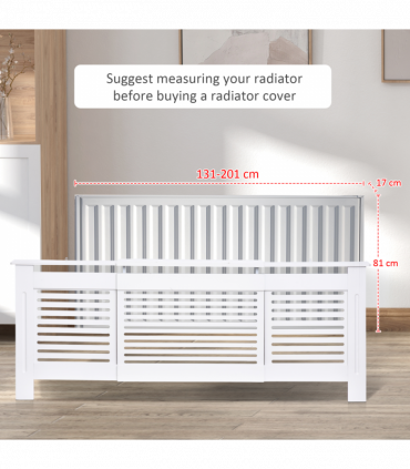 MDF White Extendable Radiator Cover 208.5cm x 20.5cm x 82.5cm Elegance & Safety