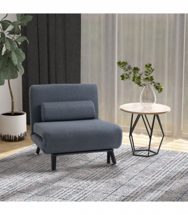 Faux Suede 5-Position Futon Single Sofa Bed Black