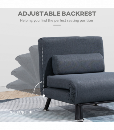 Faux Suede 5-Position Futon Single Sofa Bed Black