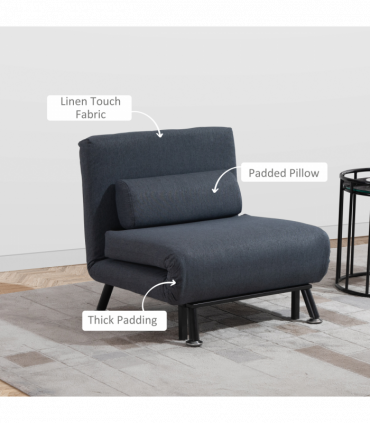 Faux Suede 5-Position Futon Single Sofa Bed Black