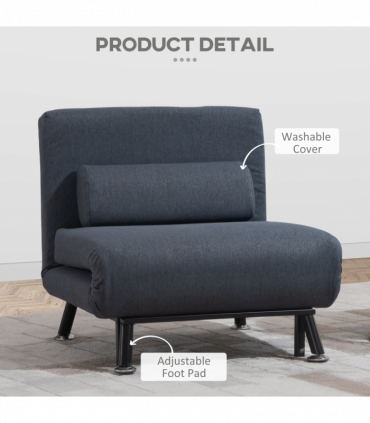 Faux Suede 5-Position Futon Single Sofa Bed Black