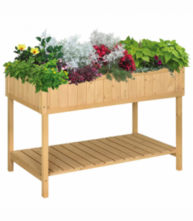 Plant Stand Fir Wood Raised 8 Compartment Oak Tone 110cm x 46cm x 76cm