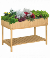 Plant Stand Fir Wood Raised 8 Compartment Oak Tone 110cm x 46cm x 76cm
