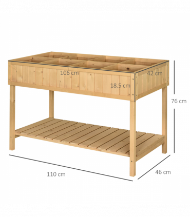 Plant Stand Fir Wood Raised 8 Compartment Oak Tone 110cm x 46cm x 76cm
