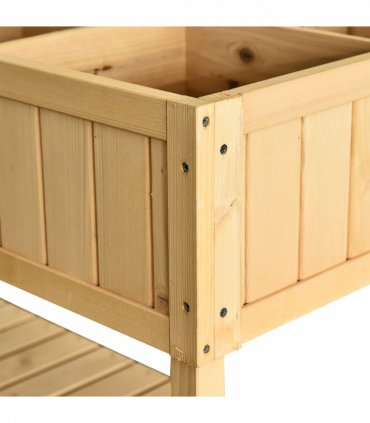 Plant Stand Fir Wood Raised 8 Compartment Oak Tone 110cm x 46cm x 76cm