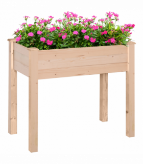 Fir Wood Raised Rectangular Plant Stand Oak Tone