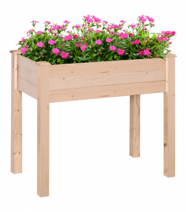 Fir Wood Raised Rectangular Plant Stand Oak Tone
