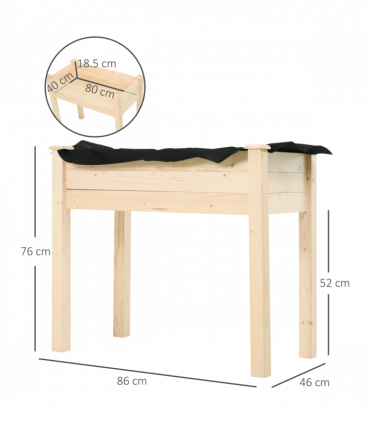 Fir Wood Raised Rectangular Plant Stand Oak Tone