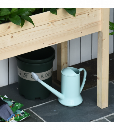 Fir Wood Raised Rectangular Plant Stand Oak Tone