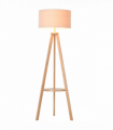 Floor Lamp, 154H cm-Beige/Natural Wood Colour