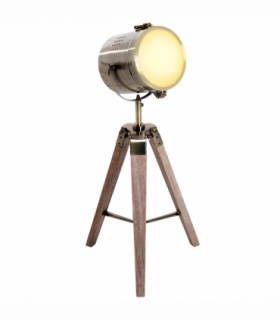 Floor Lamp, 33L-Wood/Bronze Colour, Steel, Copper, Pine, Retro Photography Style