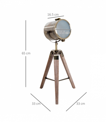 Floor Lamp, 33L-Wood/Bronze Colour, Steel, Copper, Pine, Retro Photography Style