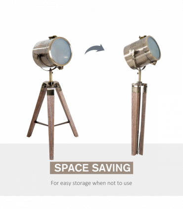 Floor Lamp, 33L-Wood/Bronze Colour, Steel, Copper, Pine, Retro Photography Style