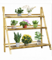 Wood Flower Stand 3-tier 100L x 37W x 93H cm Brown for Patio Balcony Garden