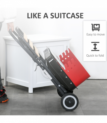 Foldable Charcoal Barbecue Grill W/ Wheels-Red & Black