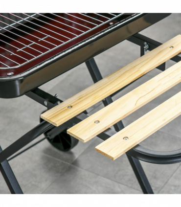 Foldable Charcoal Barbecue Grill W/ Wheels-Red & Black