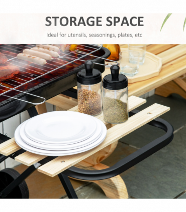 Foldable Charcoal Barbecue Grill W/ Wheels-Red & Black