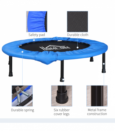 Foldable Mini Fitness Trampoline Exercise Rebounder Jumper, Blue HOMCOM