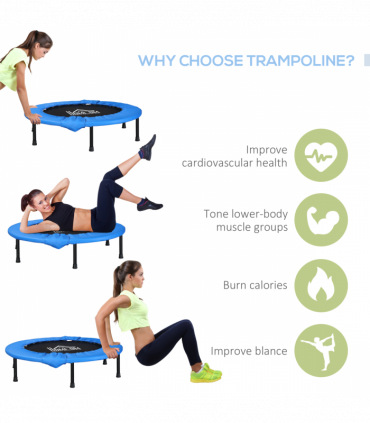 Foldable Mini Fitness Trampoline Exercise Rebounder Jumper, Blue HOMCOM