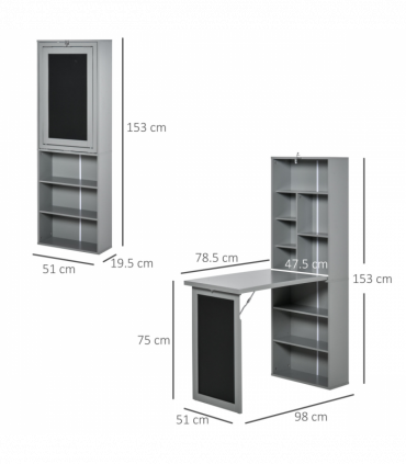 Folding Convertible Desk with Blackboard Multi-function Workstation