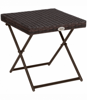 Folding Square Rattan Coffee Table Bistro Balcony Garden Steel Outdoor