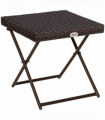 Folding Square Rattan Coffee Table Bistro Balcony Garden Steel Outdoor