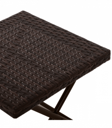 Folding Square Rattan Coffee Table Bistro Balcony Garden Steel Outdoor