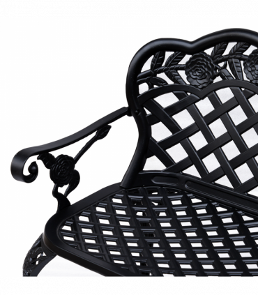 Garden Bench, Cast Aluminium, 107Lx58Wx85H cm-Black