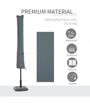 Garden Offset Umbrella Parasol Waterproof Cover-Grey