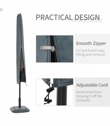 Garden Offset Umbrella Parasol Waterproof Cover-Grey