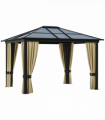 Garden Party Tent Gazebo 3x3.6 m-Brown/Beige