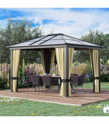 Garden Party Tent Gazebo 3x3.6 m-Brown/Beige
