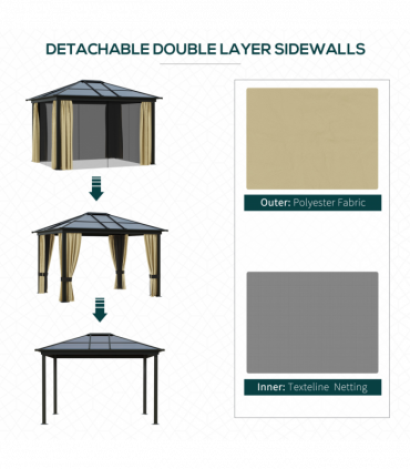 Garden Party Tent Gazebo 3x3.6 m-Brown/Beige