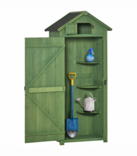 Outsunny Wooden Garden Storage Shed Tool Storage Box, 77 x 54 x 179 cm, Green